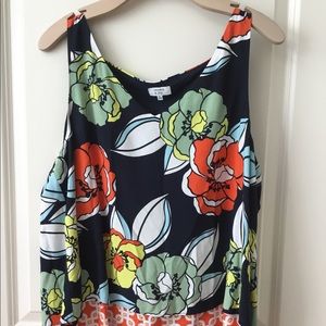 navy with flowers tank. xl